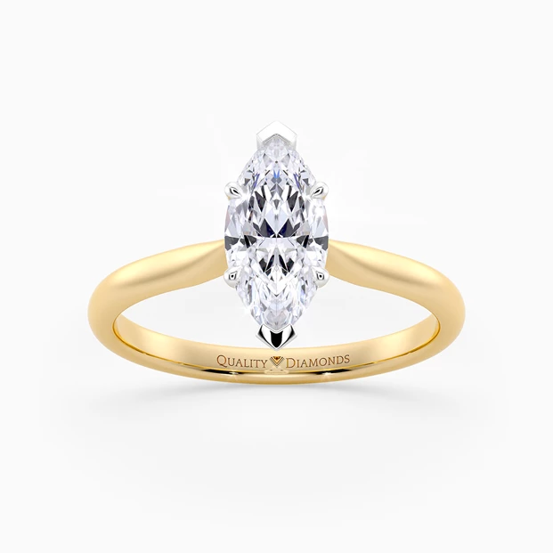 Marquise Six Claw Beau Diamond Ring in 18K Yellow Gold