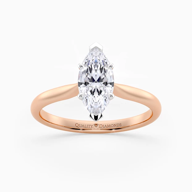 Marquise Six Claw Beau Diamond Ring in 18K Rose Gold