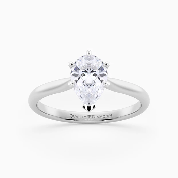 Pear Six Claw Beau Diamond Ring in Palladium 950