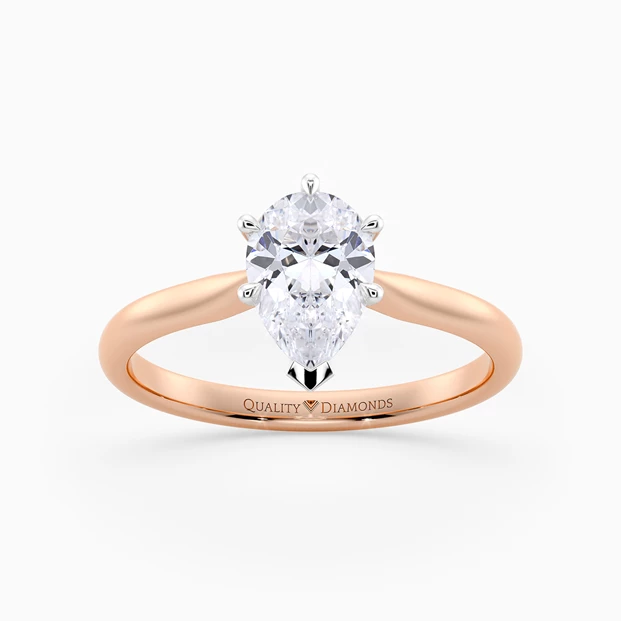 Pear Six Claw Beau Diamond Ring in 9K Rose Gold