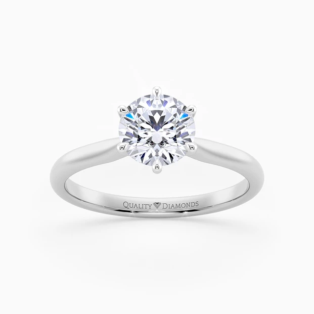 Six Claw Round Brilliant Beau Diamond Ring in Palladium