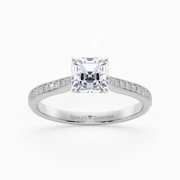 Diamond Set Asscher Beau Diamond Ring in 9K White Gold