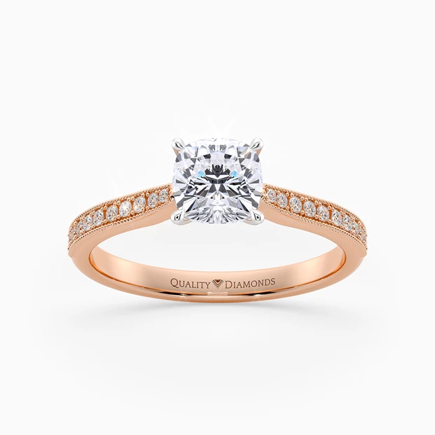 Diamond Set Cushion Beau Diamond Ring in 18K Rose Gold