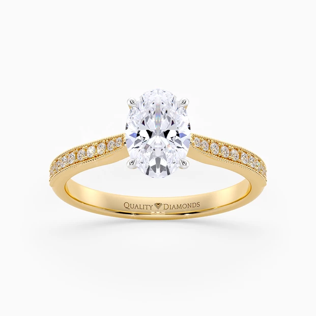 Diamond Set Oval Beau Diamond Ring in 9K Yellow Gold