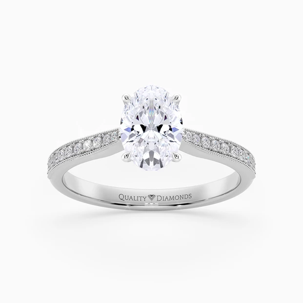 Diamond Set Oval Beau Diamond Ring in 9K White Gold