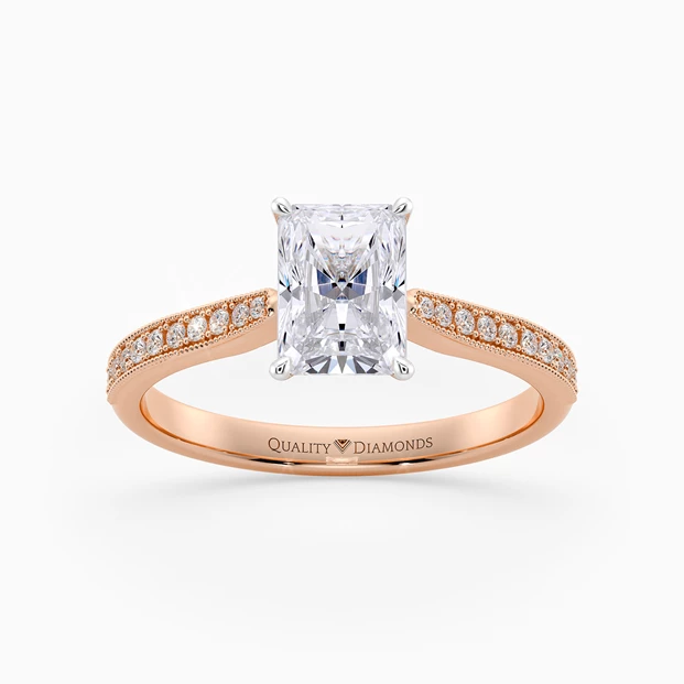 Diamond Set Radiant Beau Diamond Ring in 18K Rose Gold