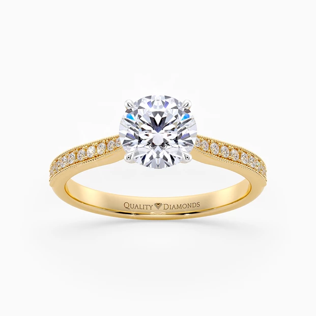Diamond Set Round Brilliant Beau Diamond Ring in 18K Yellow Gold