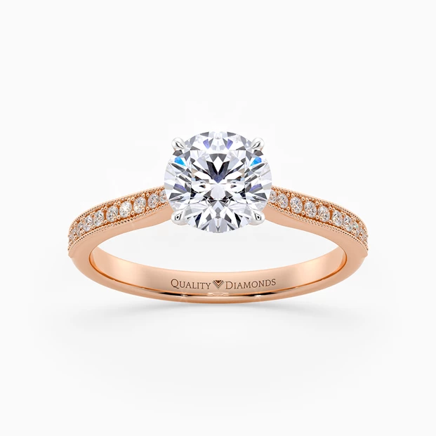 Diamond Set Round Brilliant Beau Diamond Ring in 9K Rose Gold