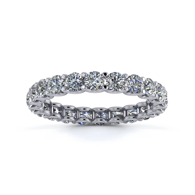 18K White Gold 2.7mm Full U Collet Diamond Set Ring