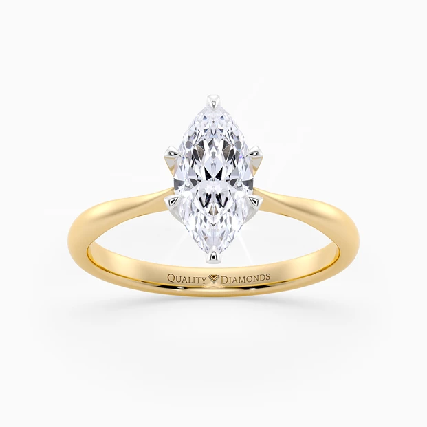 Marquise Six Claw Bellezza Diamond Ring in 9K Yellow Gold