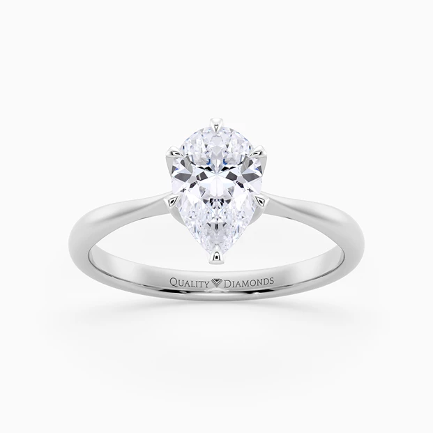 Pear Six Claw Bellezza Diamond Ring in 9K White Gold