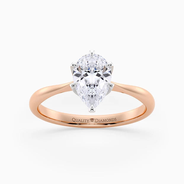 Pear Six Claw Bellezza Diamond Ring in 9K Rose Gold