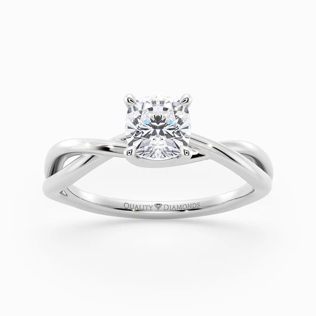 Cushion Grazia Diamond Ring in 9K White Gold