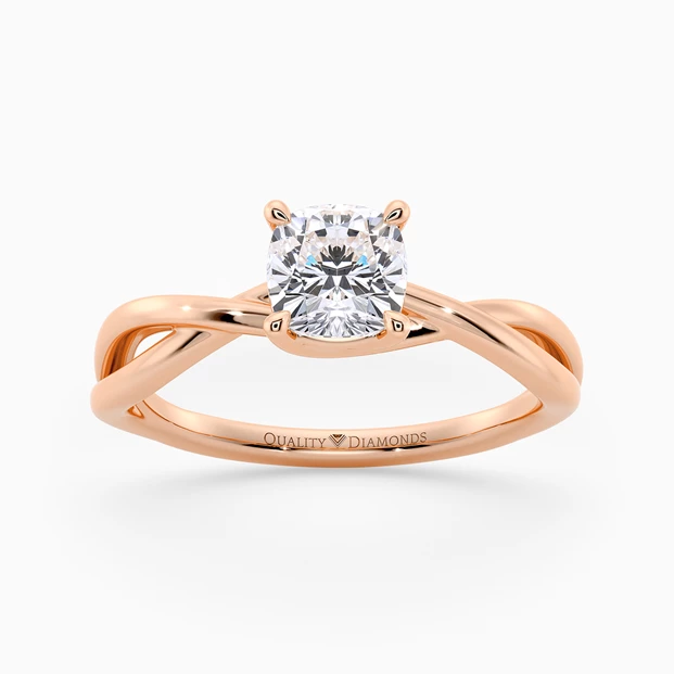 Cushion Grazia Diamond Ring in 9K Rose Gold