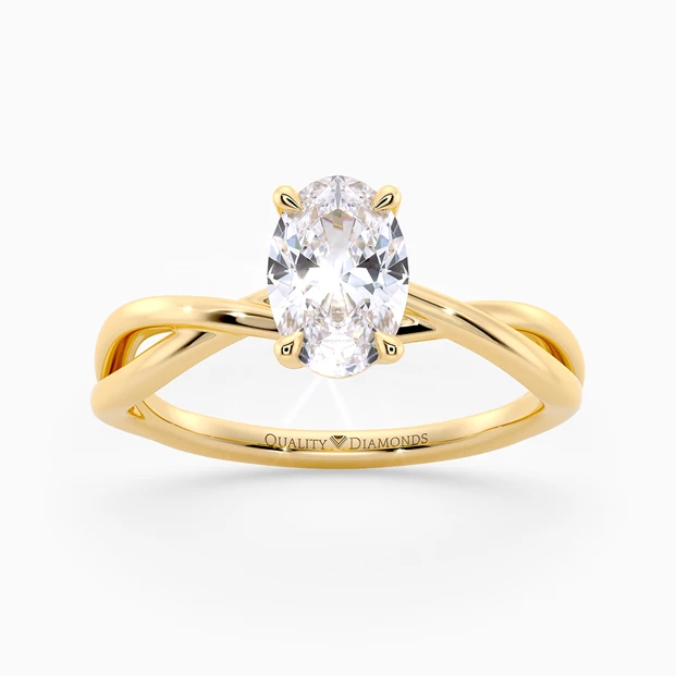 Oval Grazia Diamond Ring in 9K Yellow Gold