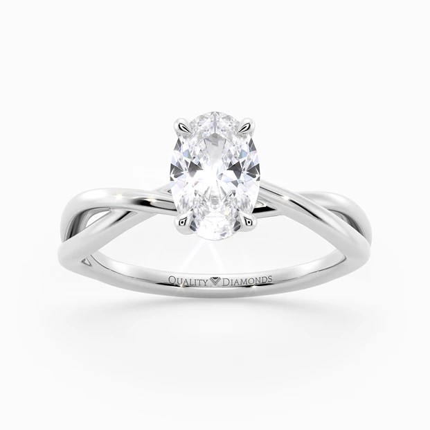 Oval Grazia Diamond Ring in 9K White Gold
