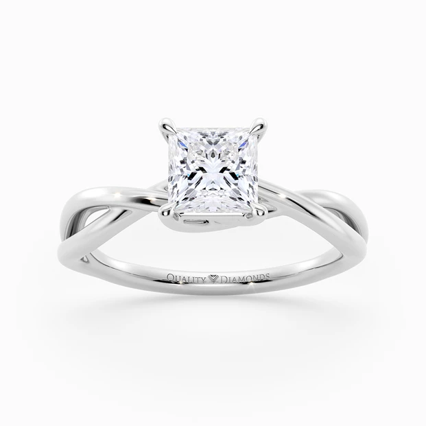 Princess Grazia Diamond Ring in 9K White Gold