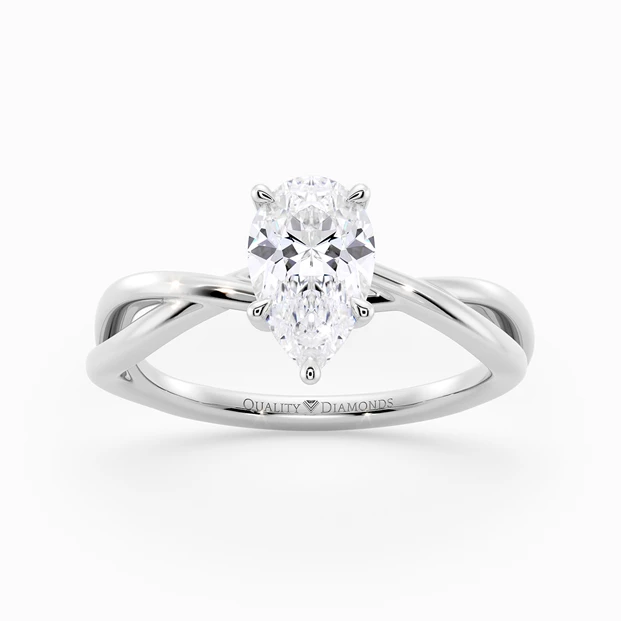 Pear Grazia Diamond Ring in 9K White Gold