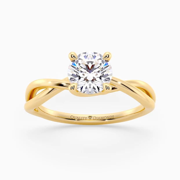 Round Brilliant Grazia Diamond Ring in 9K Yellow Gold