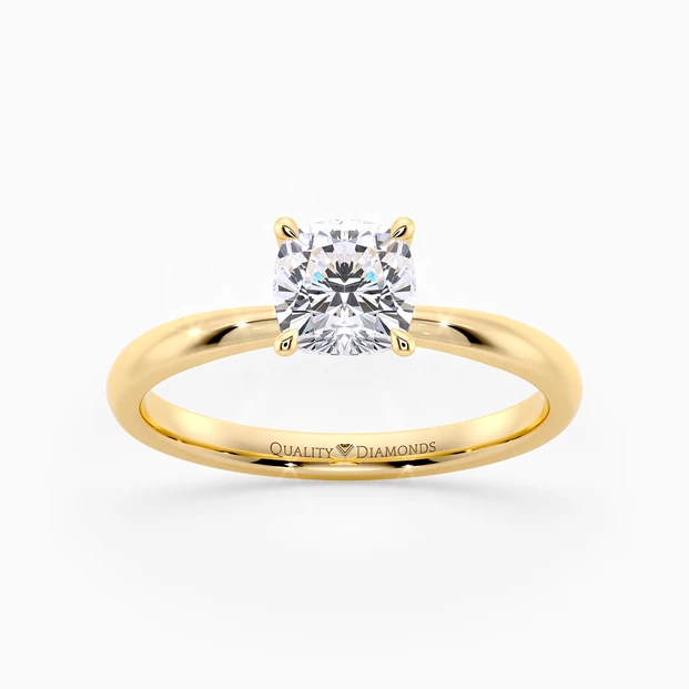 Cushion Mirabelle Diamond Ring in 9K Yellow Gold