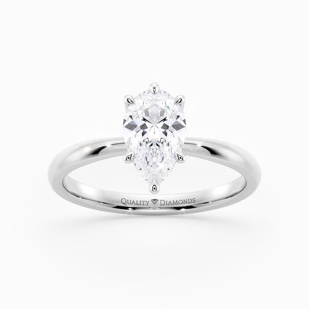 Pear Mirabelle Diamond Ring in 9K White Gold