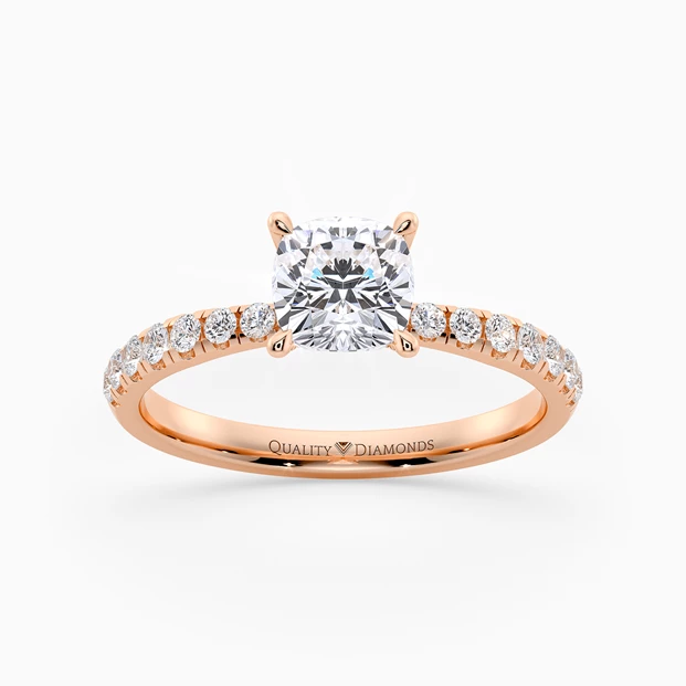 Diamond Set Cushion Mirabelle Diamond Ring in 18K Rose Gold