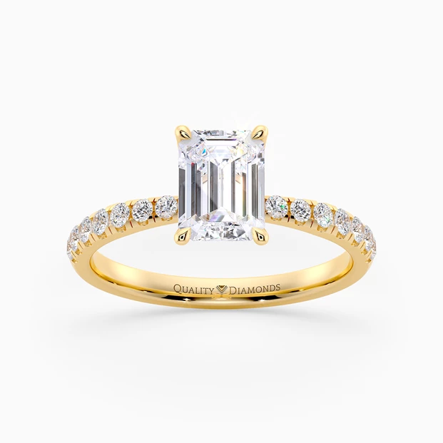 Diamond Set Emerald Mirabelle Diamond Ring in 9K Yellow Gold