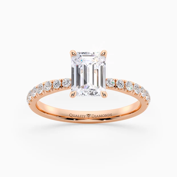 Diamond Set Emerald Mirabelle Diamond Ring in 9K Rose Gold