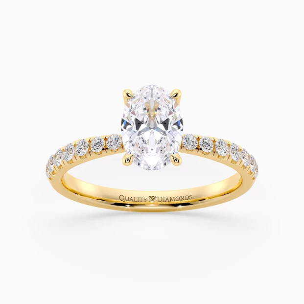Diamond Set Oval Mirabelle Diamond Ring in 18K Yellow Gold