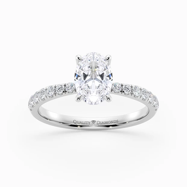 Diamond Set Oval Mirabelle Diamond Ring in 9K White Gold