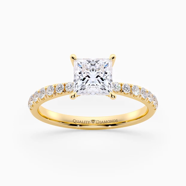 Diamond Set Princess Mirabelle Diamond Ring in 9K Yellow Gold