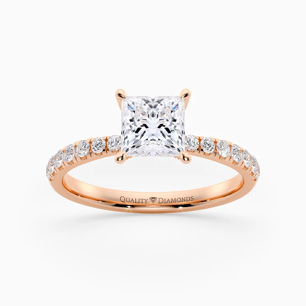Diamond Set Princess Mirabelle Diamond Ring in 18K Rose Gold