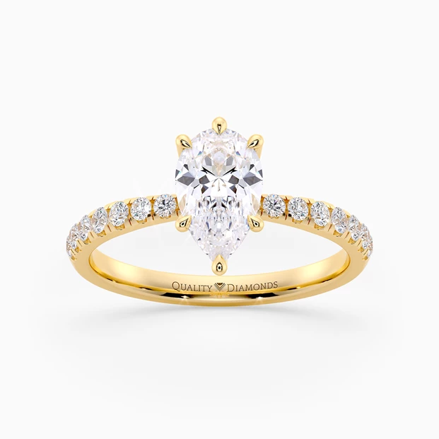Diamond Set Pear Mirabelle Diamond Ring in 18K Yellow Gold