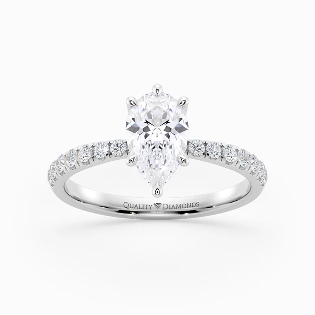 Diamond Set Pear Mirabelle Diamond Ring in Palladium