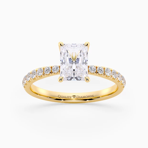 Diamond Set Radiant Mirabelle Diamond Ring in 9K Yellow Gold