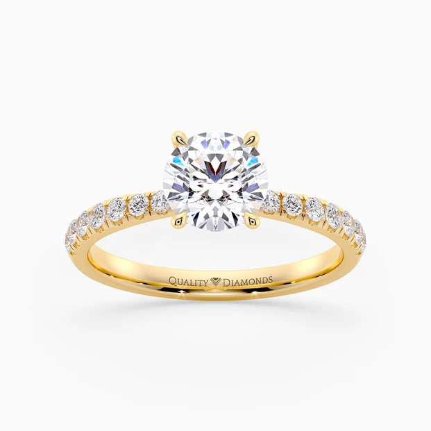 Diamond Set Round Brilliant Mirabelle Diamond Ring in 9K Yellow Gold
