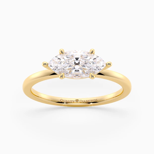 Marquise Amada Diamond Ring in 9K Yellow Gold