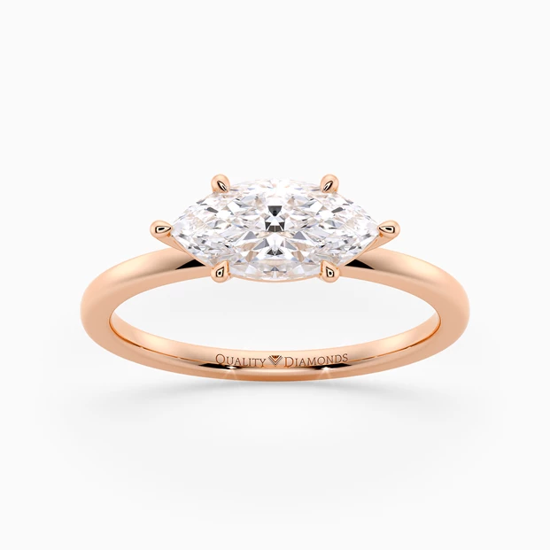 Marquise Amada Diamond Ring in 9K Rose Gold