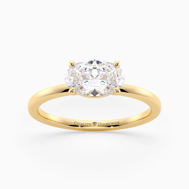 Oval Amada Diamond Ring in 18K Yellow Gold