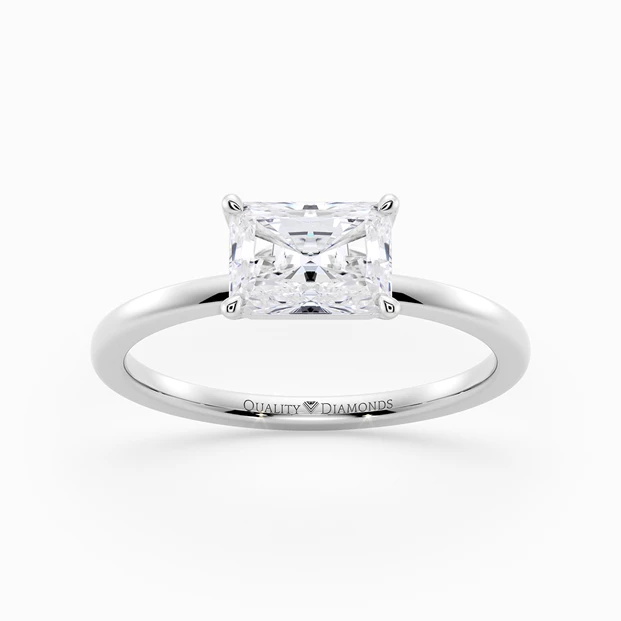 Radiant Amada Diamond Ring in 18K White Gold