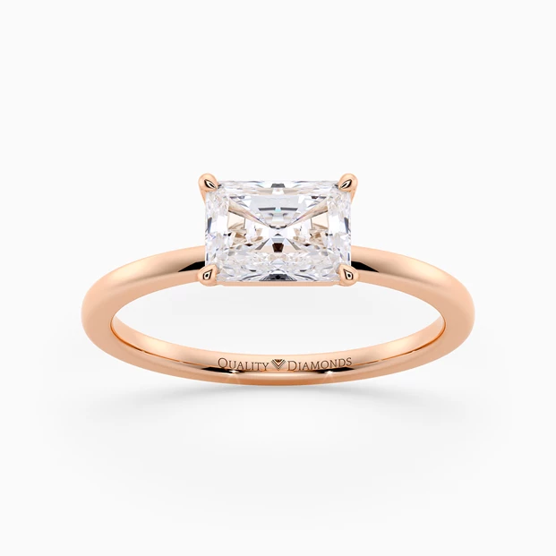 Radiant Amada Diamond Ring in 9K Rose Gold