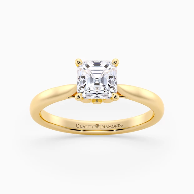 Asscher Flor Diamond Ring in 18K Yellow Gold