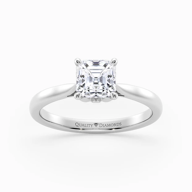 Asscher Flor Diamond Ring in Palladium