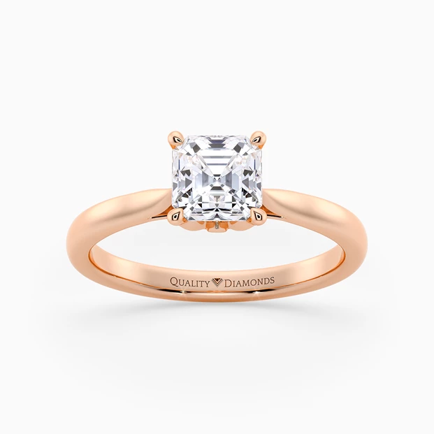Asscher Flor Diamond Ring in 18K Rose Gold