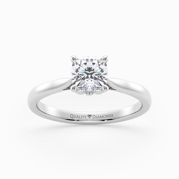 Cushion Flor Diamond Ring in Palladium