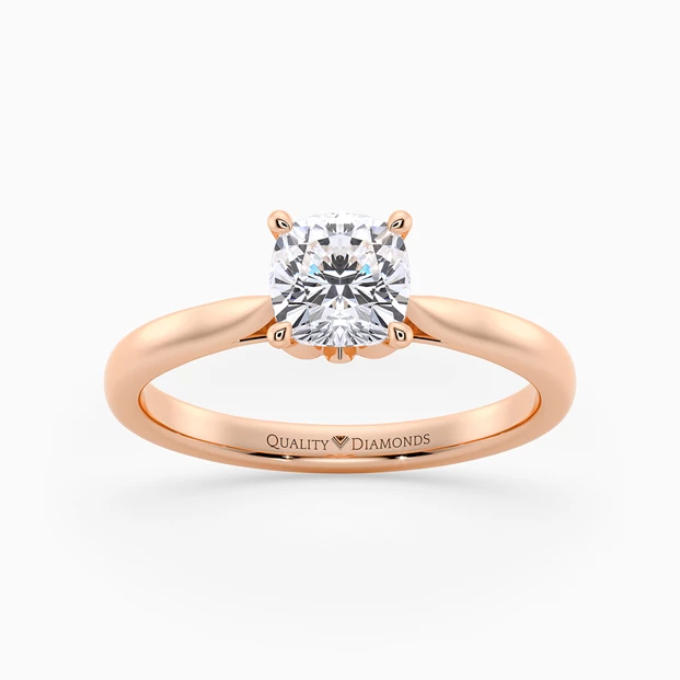 Cushion Flor Diamond Ring in 18K Rose Gold