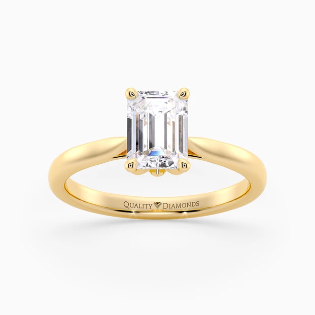 Emerald Flor Diamond Ring in 9K Yellow Gold