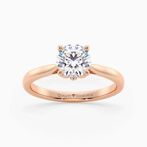 Round Brilliant Flor Diamond Ring in 9K Rose Gold