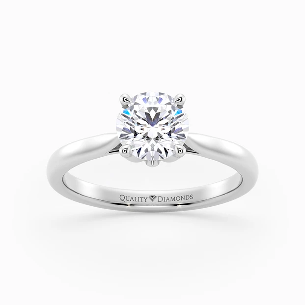 Round Brilliant Flor Diamond Ring in 9K White Gold