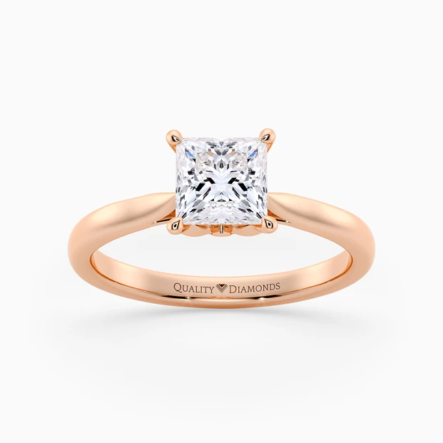 Princess Flor Diamond Ring in 18K Rose Gold
